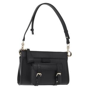 Chloe Edith Shoulder Bag Leather Black Gold Auth am10259V